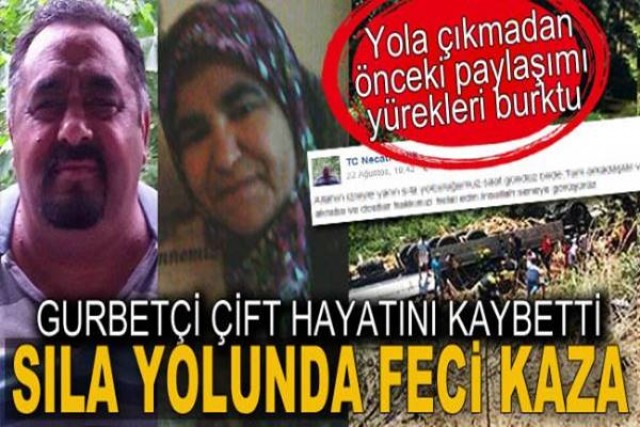 Sıla yolunda feci kaza…Gurbetçi çift hayatını kaybetti…