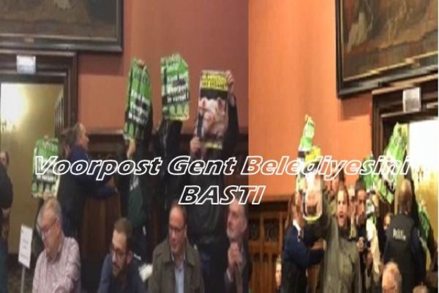 Voorpost Üyeleri Gent Belediyesini Bastı…Gent’te Minareli Cami İstemiyoruz…