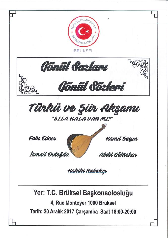 BRÜKSEL BAŞKONSOLOSLUK KÜLTÜRE DESTEK GECESİ DÜZENLİYOR