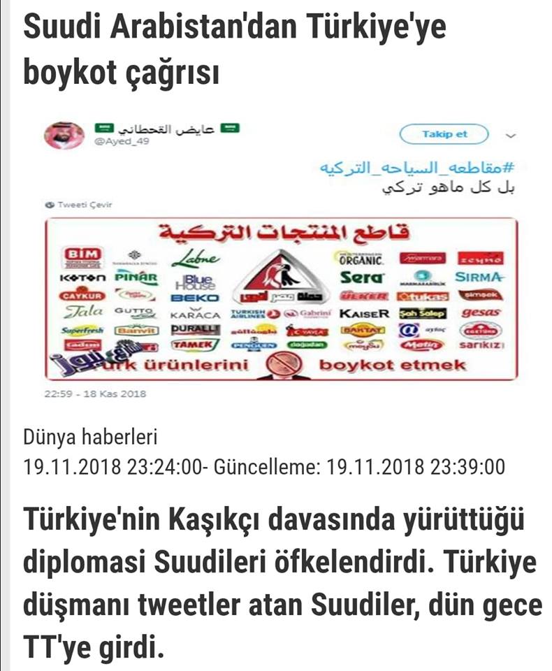 Suudi Arabistan’dan Türkiye’ye boykot çağrısı