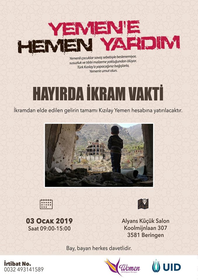 UID Belçika Beringen Şubesi « YEMENE HEMEN YARDIM  »  « HAYIRDA IKRAM VAKTI « KAMPANYASI DÜZENLENİYOR..