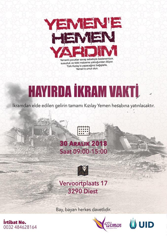 BELÇİKA DİEST ŞEHRİNDE YEMEN İÇİN İNSANİ YARDIM KAMPANYASI DÜZENLENİYOR..