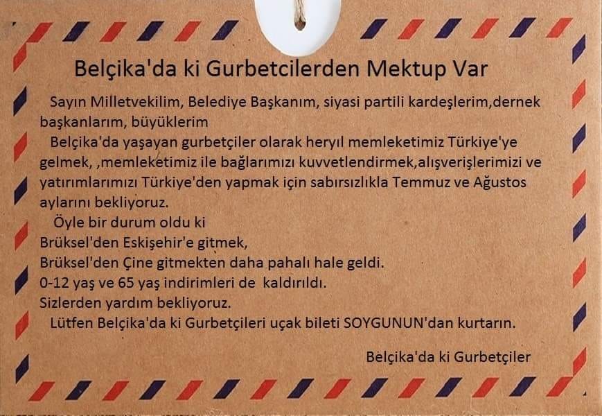 Belçika&rsquo;da ki Gurbetçiler&rsquo;den Mektup Var…