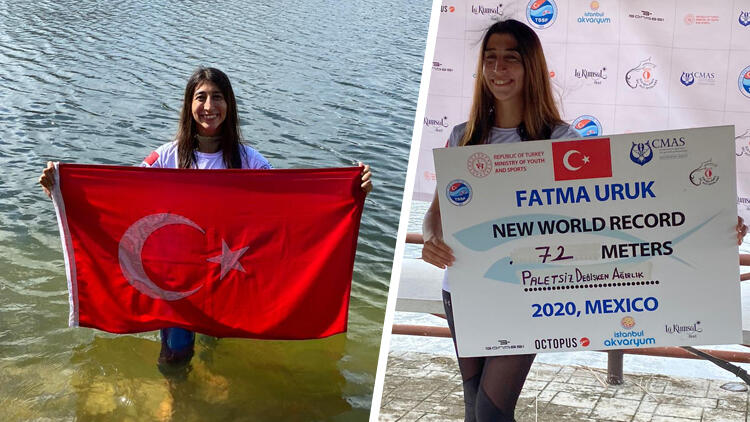 Fatma Uruk, serbest dalışta Meksika’da dünya rekoru kırdı