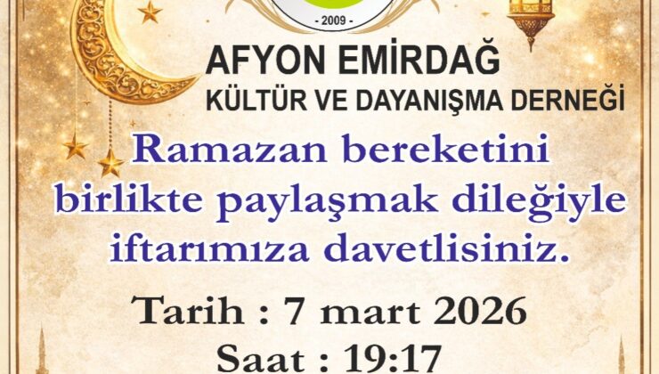 İzmir’de Afyon Emirdağlılar Derneği’nden Anlamlı İftar Buluşması