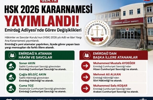 EMİRDAG ATANAN HAKİM VE SAVCILAR BELLİ OLDU…